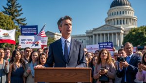 le gouverneur newsom lance une mobilisation à l’échelle de la californie pour contrer les manipulations électorales associées à trump au texas. découvrez l’ampleur de la réponse et ses enjeux politiques.