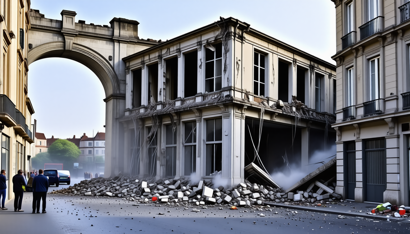 à toulouse, près de l'arche marengo, un immeuble menacé s'effondre partiellement, soulevant des inquiétudes sur les risques d'affaissement dans la région.