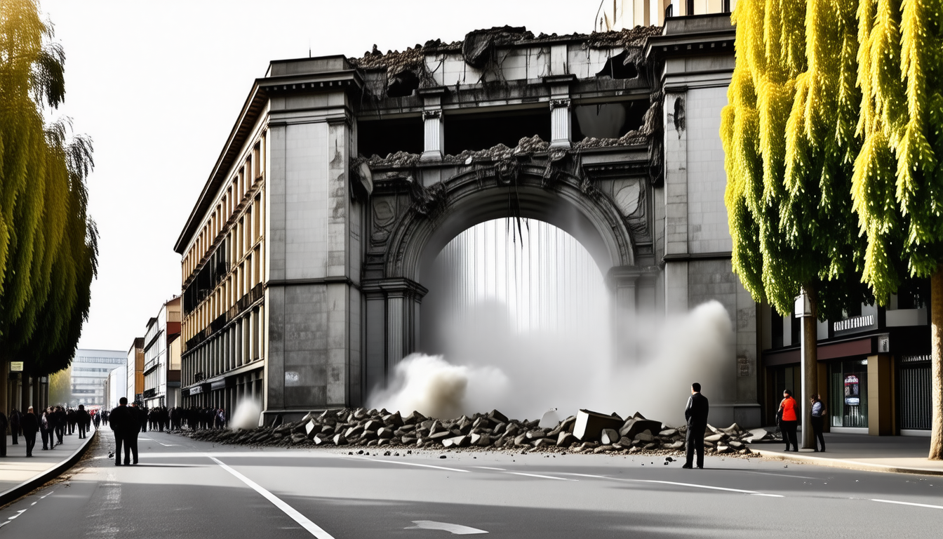 à toulouse, près de l’arche marengo, un immeuble partiellement effondré met en lumière les dangers liés aux risques d’affaissement dans la région.