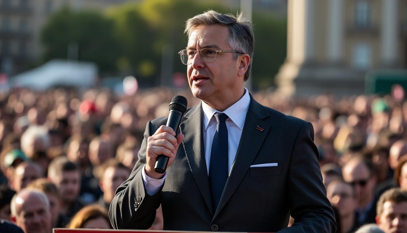 péter magyar, leader de l'opposition hongroise, appelle à l'unité et à l'action dans le cadre des élections législatives en hongrie, soulignant l'importance d'une mobilisation collective pour changer le paysage politique.