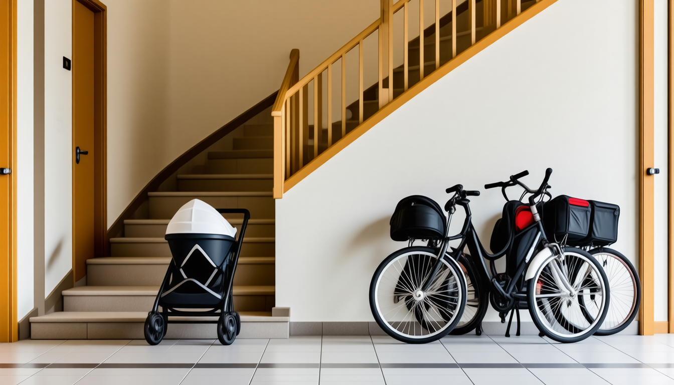 poussettes et vélos dans les parties communes : que dit la loi et quelles règles de copropriété s’appliquent pour éviter les risques liés à l’encombrement ?