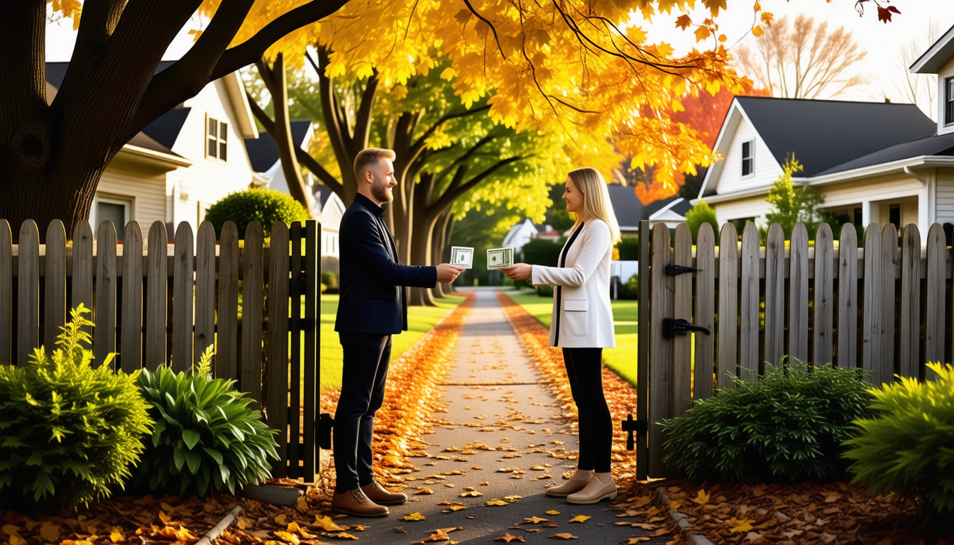 à l’automne, deux voisins installent une nouvelle clôture et partagent la facture à parts égales : découvrez comment s’organise le paiement.